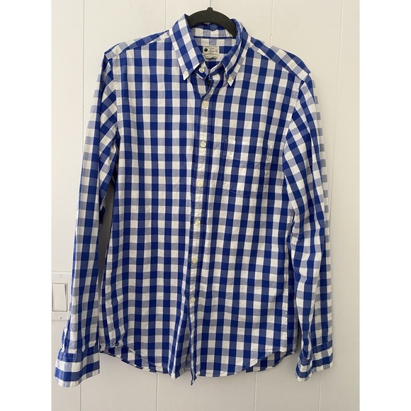 J. Crew Other - J.Crew Sunwashed Oxford Shirt Men's Small Blue White Gingham Check Button Down